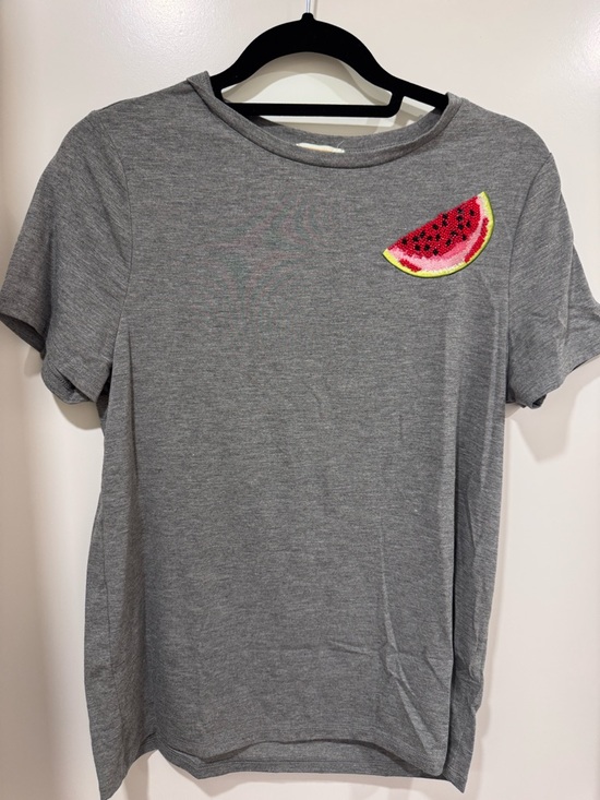 Lucy & Laurel Tops - 3/$50! Lucy & Laurel Gray Short-Sleeve Tee with Watermelon beaded embellishment.
